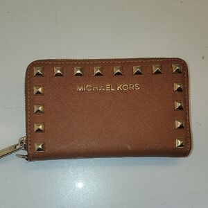 Michael Kors Tan Wallet with Gold Studs